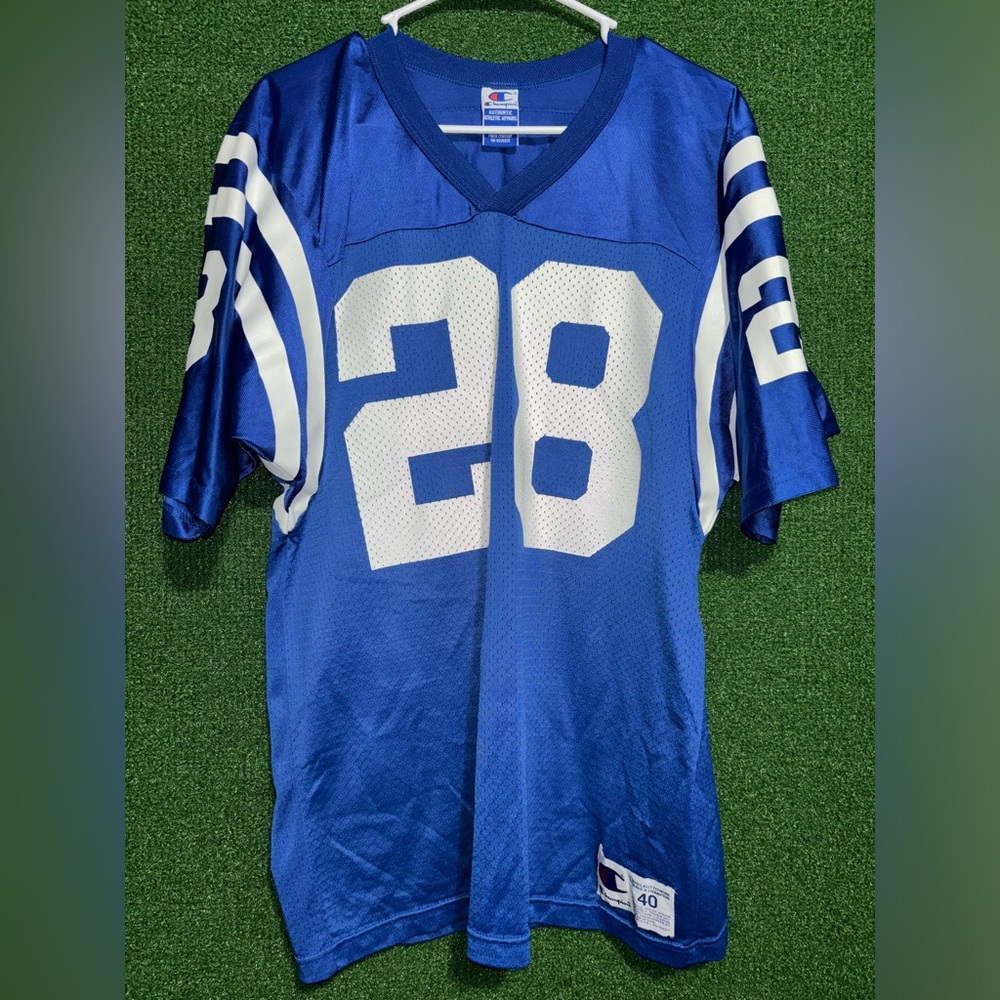 Vintage Marshall Faulk Indianapolis Colts #28 Champion Jersey Made In USA Sz 40